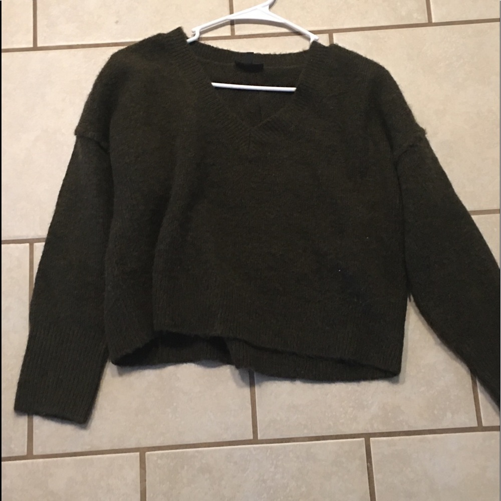 Dark olive cropped sweater